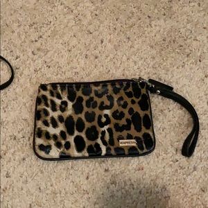 Express leopard print faux leather small clutch.